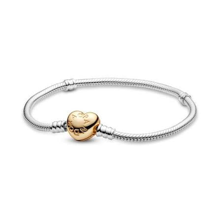 Pandora heart clasp snake chain bracelet